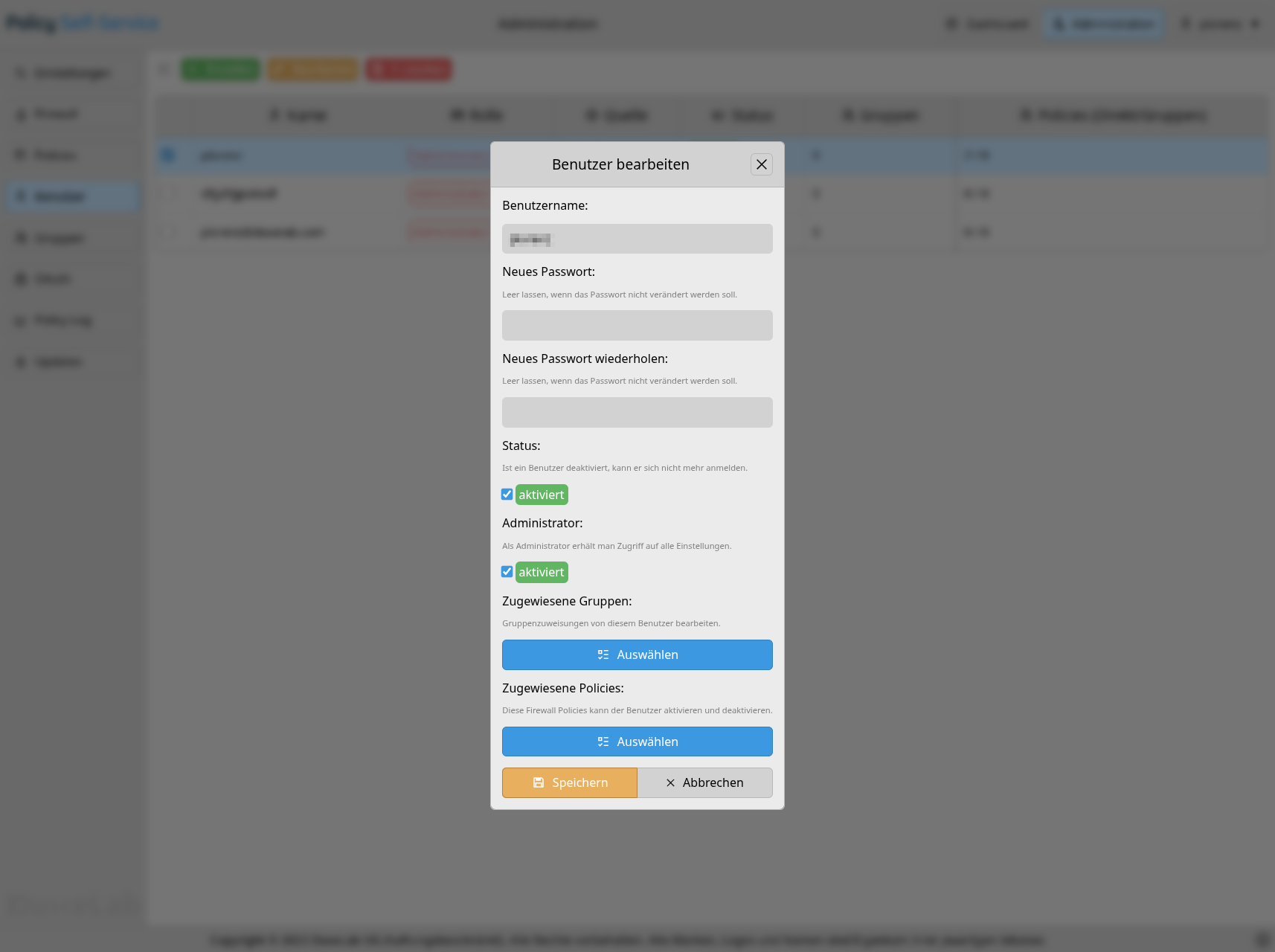 Benutzer-Bearbeitung